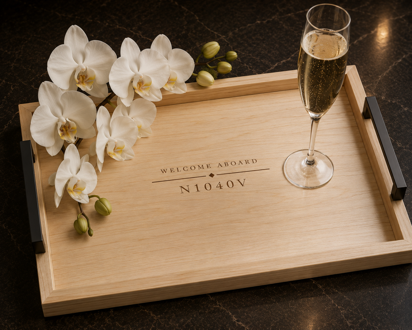 Aircraft Branded Serving Tray, Edge Grain | Maple