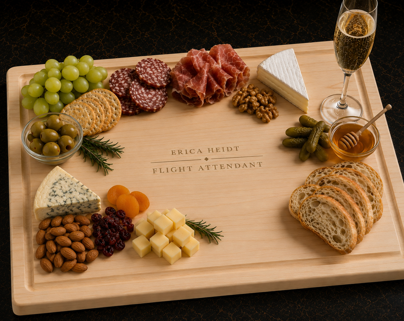 Aircraft or Operator Branded Charcuterie Board, Edge Grain | Maple