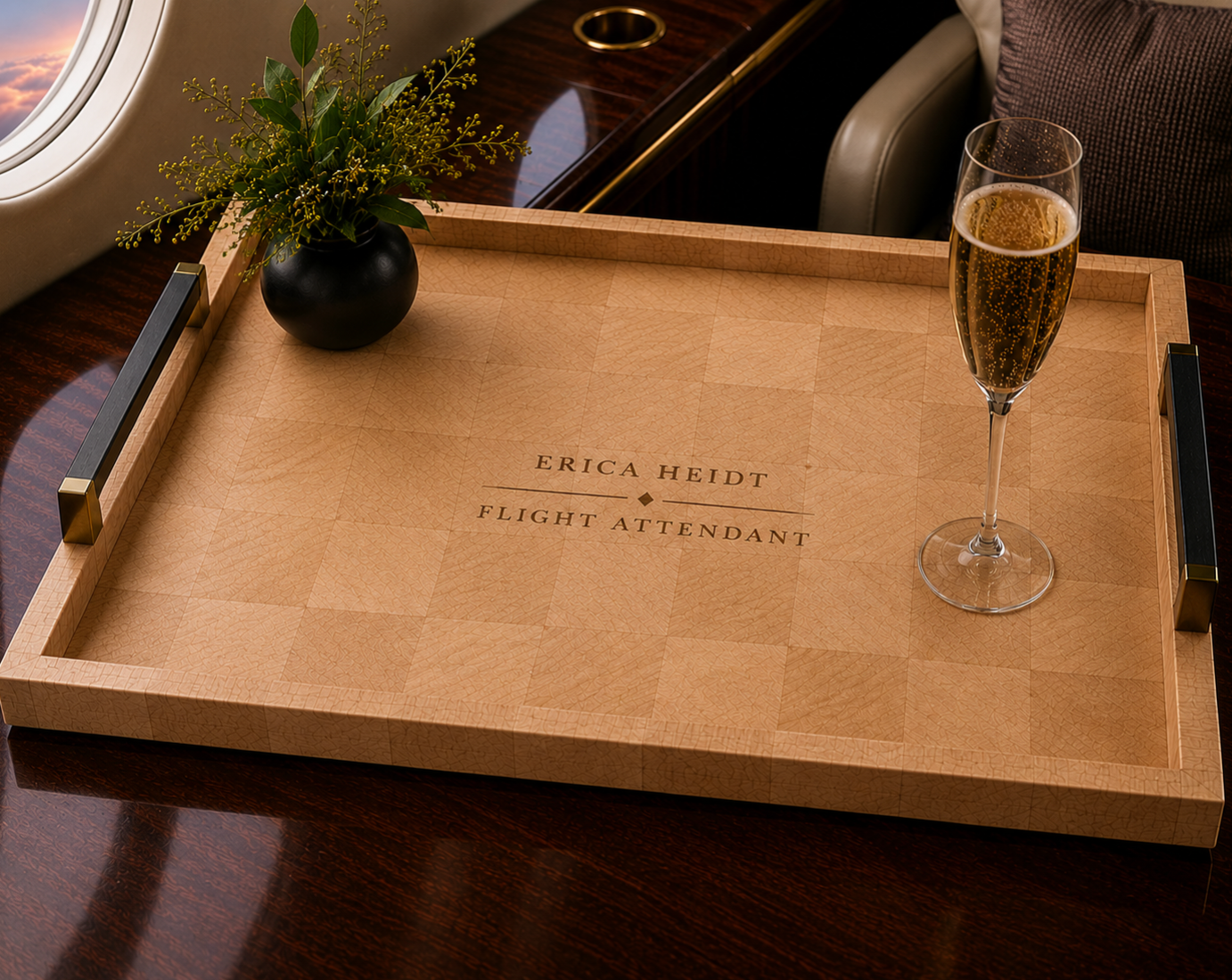 Flight Attendant Branded Serving Tray, End Grain | Maple