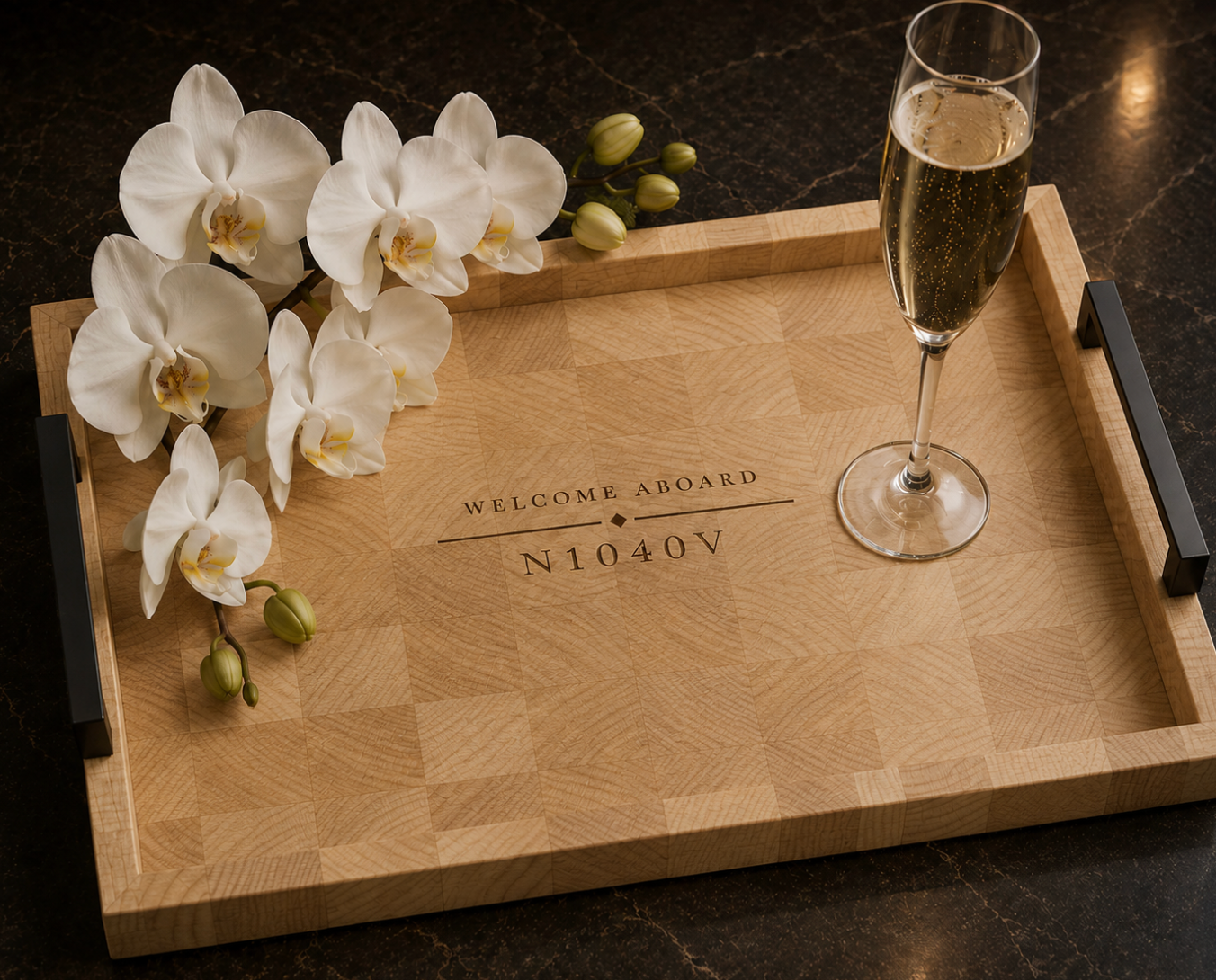 Aircraft Branded Serving Tray, End Grain | Maple