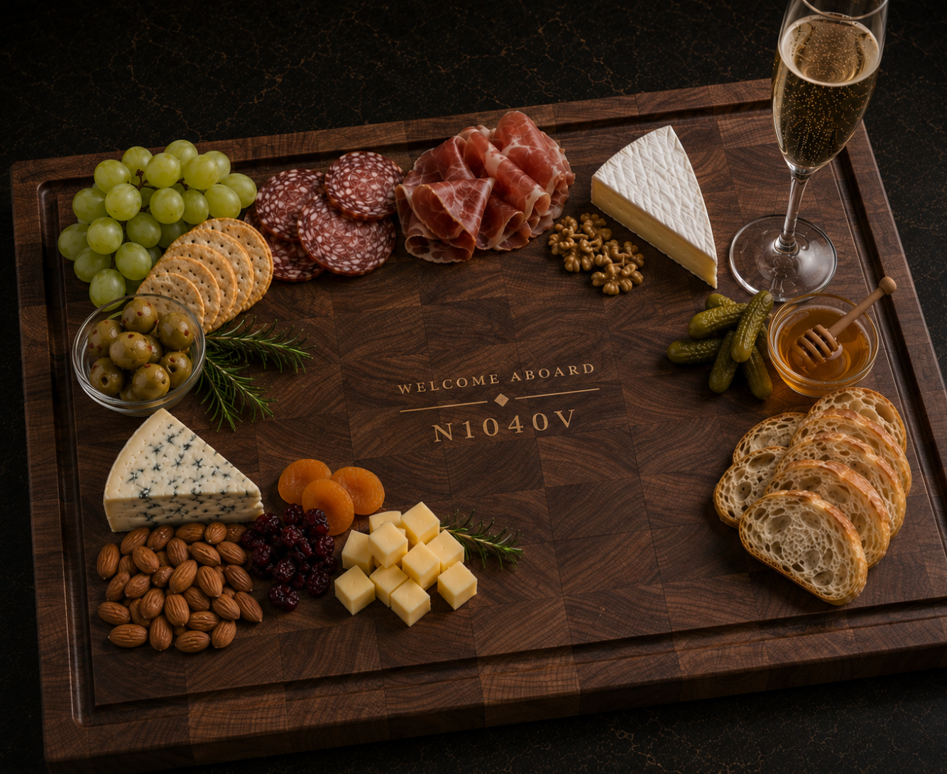 Aircraft or Operator Branded Charcuterie Board, End Grain | Walnut