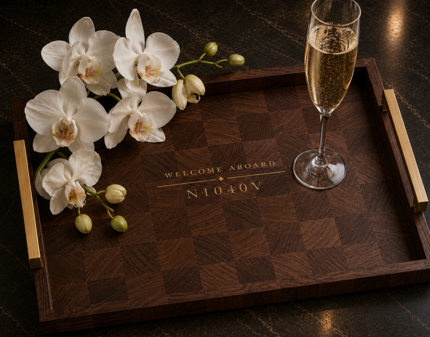 Aircraft Branded Serving Tray, End Grain | Walnut