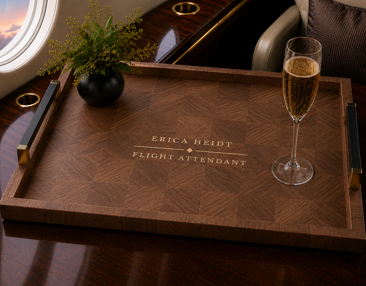 Flight Attendant Branded Serving Tray, End Grain | Walnut